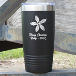 Christmas Holly 20 oz Stainless Steel Tumbler - Black - Double Sided (Personalized)