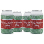 Christmas Holly Can Cooler (12 oz) - Set of 4 w/ Name or Text