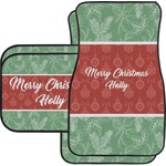 Christmas Holly Car Floor Mats Set - 2 Front & 2 Back (Personalized)