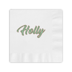 Christmas Holly Coined Cocktail Napkins (Personalized)