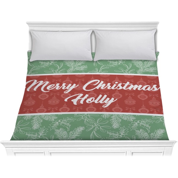 Custom Christmas Holly Comforter - King (Personalized)