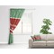 Christmas Holly Curtain With Window and Rod - in Room Matching Pillow