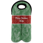 Christmas Holly Wine Tote Bag (2 Bottles) (Personalized)