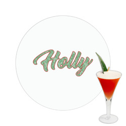 Christmas Holly Printed Drink Topper -  2.5" (Personalized)