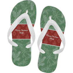 Christmas Holly Flip Flops - Medium (Personalized)