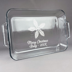 Christmas Holly Glass Baking Dish - 13in x 9in (Personalized)