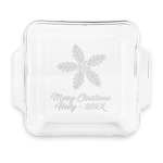 Christmas Holly Glass Cake Dish with Truefit Lid - 8in x 8in (Personalized)