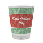 Christmas Holly Glass Shot Glass - 1.5 oz - Single (Personalized)