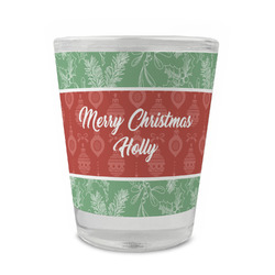 Christmas Holly Glass Shot Glass - 1.5 oz - Set of 4 (Personalized)