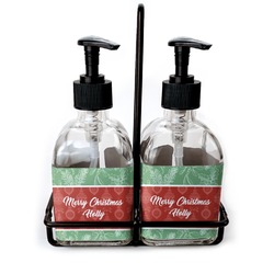 Christmas Holly Glass Soap & Lotion Bottle Set (Personalized)