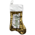 Christmas Holly Reversible Sequin Stocking - Gold (Personalized)