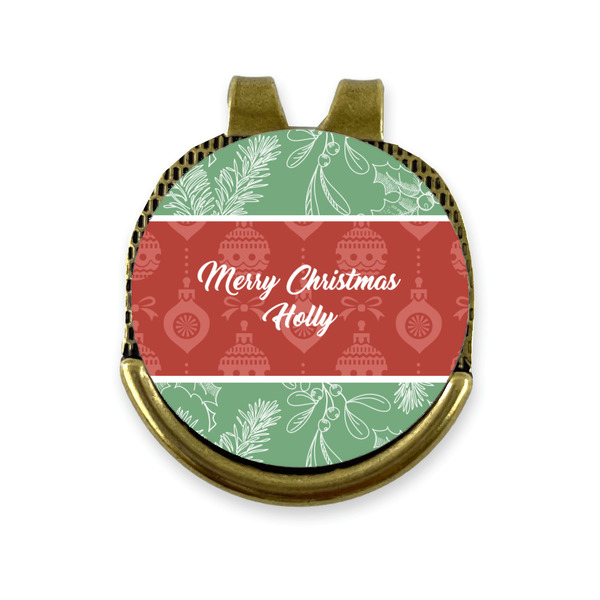 Custom Christmas Holly Golf Ball Marker - Hat Clip - Gold