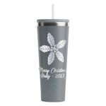 Christmas Holly RTIC Everyday Tumbler with Straw - 28oz - Grey - Single-Sided (Personalized)