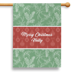 Christmas Holly 28" House Flag - Double Sided (Personalized)
