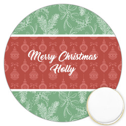 Christmas Holly Printed Cookie Topper - 3.25" (Personalized)