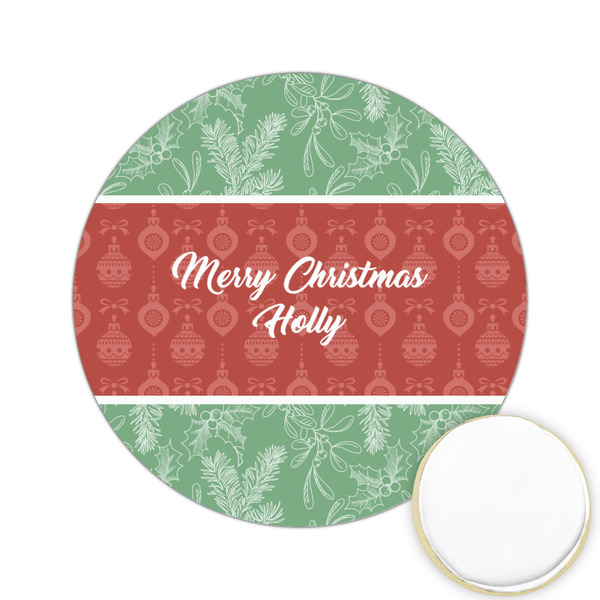 Custom Christmas Holly Printed Cookie Topper - 2.15" (Personalized)