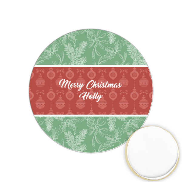 Custom Christmas Holly Printed Cookie Topper - 1.25" (Personalized)