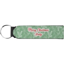 Christmas Holly Neoprene Keychain Fob (Personalized)