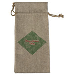 Christmas Holly Large Burlap Gift Bag - Front (Personalized)