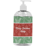 Christmas Holly Plastic Soap / Lotion Dispenser (16 oz - Large - White) (Personalized)