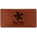 Christmas Holly Leatherette Checkbook Holder - Double Sided (Personalized)