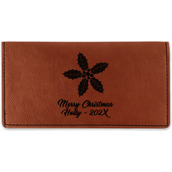 Christmas Holly Leatherette Checkbook Holder - Single Sided (Personalized)