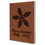 Christmas Holly Leather Sketchbook - Large - Double Sided (Personalized)