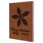 Christmas Holly Leather Sketchbook - Large - Single Sided (Personalized)