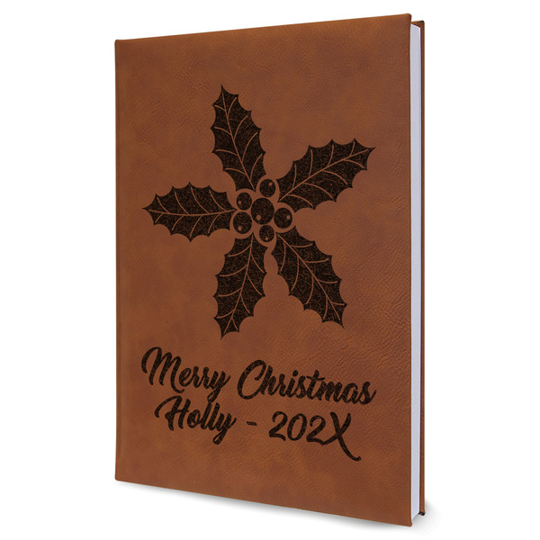 Custom Christmas Holly Leather Sketchbook - Large - Single Sided (Personalized)