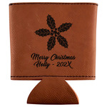 Christmas Holly Leatherette Can Sleeve (Personalized)