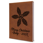 Christmas Holly Leatherette Journal - Large - Single Sided (Personalized)