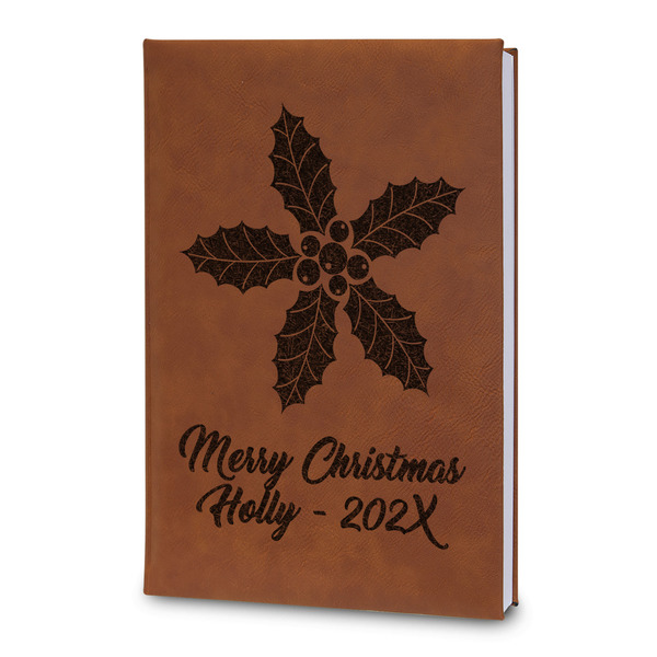 Custom Christmas Holly Leatherette Journal - Large - Double Sided (Personalized)