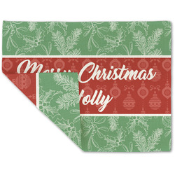 Christmas Holly Double-Sided Linen Placemat - Single w/ Name or Text