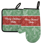 Christmas Holly Left Oven Mitt & Pot Holder Set w/ Name or Text