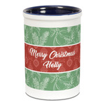 Christmas Holly Ceramic Pencil Holders - Blue