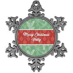 Christmas Holly Vintage Snowflake Ornament (Personalized)