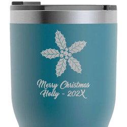 Christmas Holly RTIC Tumbler - Dark Teal - Laser Engraved - Single-Sided (Personalized)