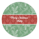 Christmas Holly Round Stone Trivet (Personalized)