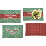 Christmas Holly Set of 4 Glass Rectangular Lunch / Dinner Plate (Personalized)