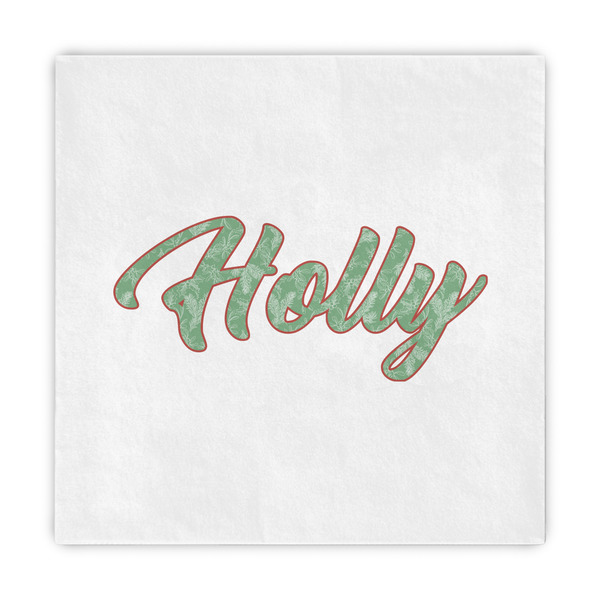 Custom Christmas Holly Decorative Paper Napkins (Personalized)