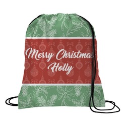 Christmas Holly Drawstring Backpack - Medium (Personalized)