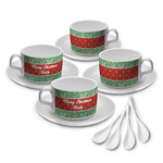 Christmas Holly Tea Cup - Set of 4 (Personalized)