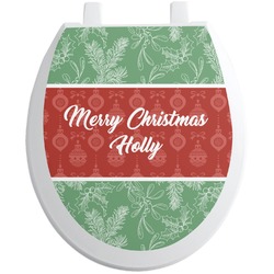 Christmas Holly Toilet Seat Decal - Round (Personalized)