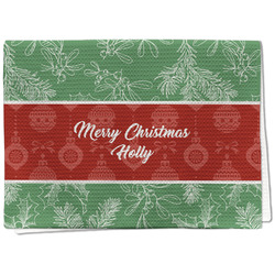 Christmas Holly Kitchen Towel - Waffle Weave - Full Color Print (Personalized)