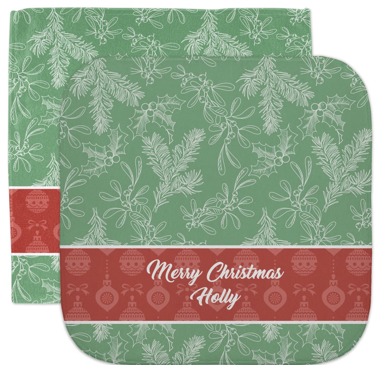 Custom Christmas Holly Facecloth / Wash Cloth (Personalized)