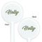 Christmas Holly White Plastic 5.5" Stir Stick - Double Sided - Round - Front & Back