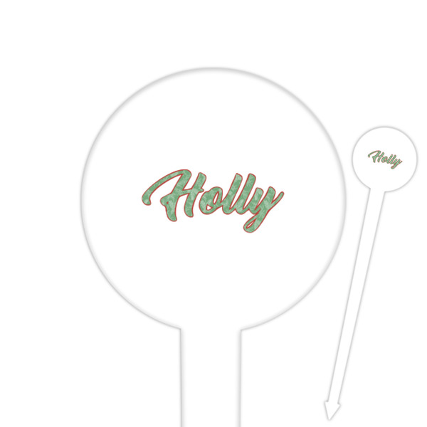 Custom Christmas Holly 6" Round Plastic Food Picks - White - Double Sided (Personalized)