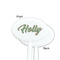 Christmas Holly White Plastic 7" Stir Stick - Single Sided - Oval - Front & Back