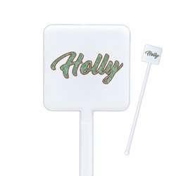 Christmas Holly Square Plastic Stir Sticks - Double Sided (Personalized)