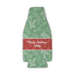 Christmas Holly Zipper Bottle Cooler (Personalized)